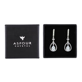 Asfour Crystal Latch Back Earrings With Pear Design In 925 Sterling Silver-ED0135